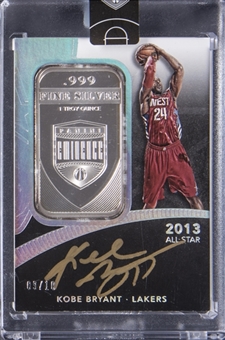 2014-15 Panini Eminence #AS-KB Kobe Bryant 1 Troy Oz. Silver Signed Card (#09/10) - PANINI ENCASED